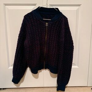 Knitted bomber jacket in purple